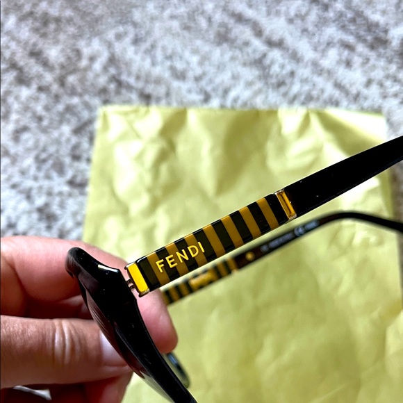 Fendi Black and Gold Striped Sunglasses, preowned, fair/good condition - Picture 1 of 17